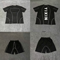 Ensemble de survêtement décontracté 2 pièces surdimensionné pour homme, t-shirt et short rayés, style streetwear, fabriqué sur mesure