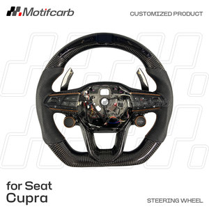 Volante Deportivo Personalizado de Fibra de Carbono Real con Levas de Cambio LED para Seat Cupra Leon ST Formentor VZ Tavascan Born Ibiza FR - Product Image 2