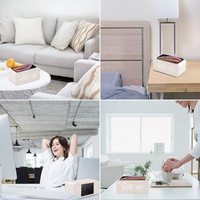 Houten digitale wekker bamboe bureau tijdweergave slimme tafelklok houten LED klokken voor thuis met grote cijfers