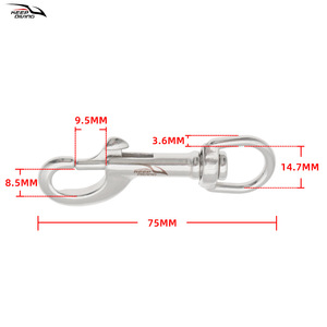 Keep Diving Stainless Steel 75mm Single <b>Hook</b> Spring <b>Clip</b> Diving Equipment BCD Accessory SSA-DT75W - Product Image 2