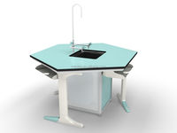 Banc de laboratoire scolaire, table de travail scientifique, mobilier de laboratoire, banc scolaire, table hexagonale