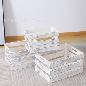 Juego de cajas de almacenamiento de madera vintage, rectangulares, apilables, para ordenar y organizar, color blanco desgastado, gris retro - Product Image 2