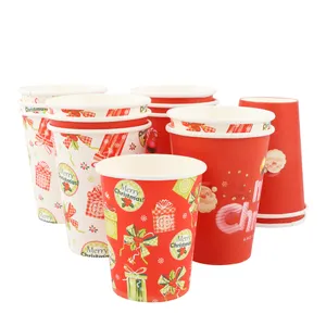 Christmas Party Household Paper Drinking Cups Disposable Custom Logo Double Wall Paper Hot Coffee Cup