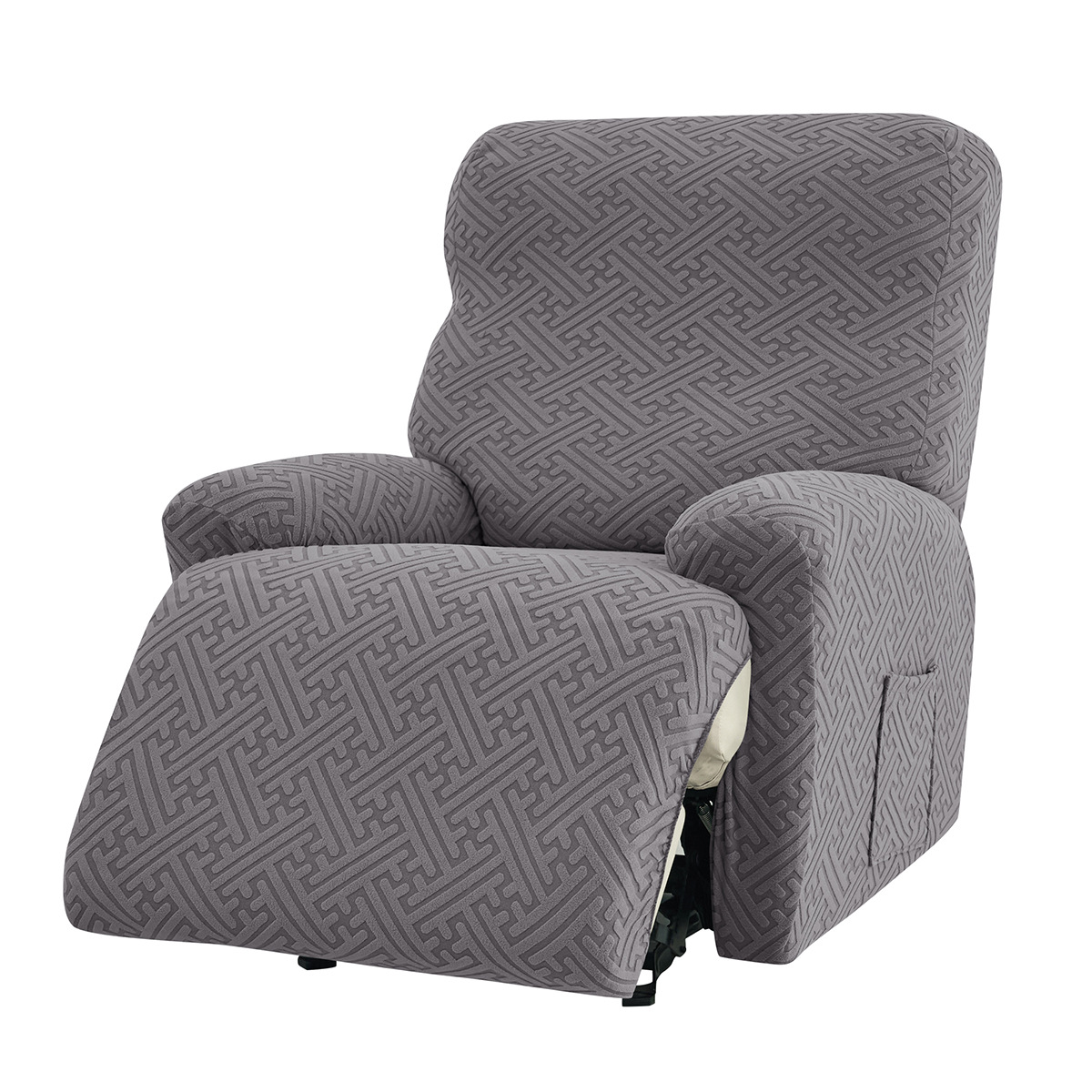 Gris medio, jacquard, chivas, juego de sofá, individual, 4 piezas