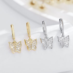 2025 nouvelle haute qualité usine en gros mode 14k laiton plaqué or Zircon pendentif papillon boucles d'oreilles femmes bijoux - Product Image 1