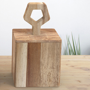 Pot à sucre en bois durable fait à la main - Design moderne avec couvercle hermétique gain de place pour le rangement de la cuisine - Product Image 6
