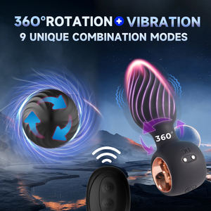 هزاز شرجي بجهاز تحكم عن بعد 360 درجة °   لعبة جنسية للأزواج مع 9 أوضاع اهتزاز قوية ودوران لتحفيز المهبل - Product Image 4