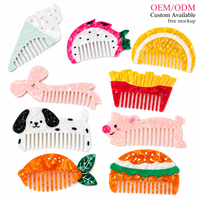 NEWYEAH Peignes à cheveux en acétate fantaisie antistatiques, en forme de dessins animés, de fruits et d'animaux, avec logo personnalisé OEM ODM, pour l'entretien des cheveux des filles