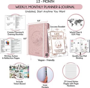 Cuaderno a granel, planificador personalizado de 12 meses de portería, organizador de diario con rastreador de tendencias de vida - Product Image 2