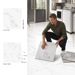 Cloudy Onyx Grey 600x600mm Polished Vitrified Tiles Stone Design For Modern Interior <b>Flooring</b> Porcelain Tile - Product Image 5