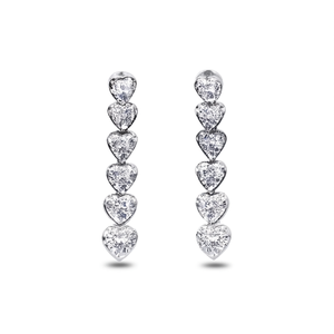 Boucles d'oreilles en or blanc E1008 avec diamants taille cœur, couleur D naturelle, certifiées GIA, bijoux romantiques pour femmes, pour mariage - Product Image 1