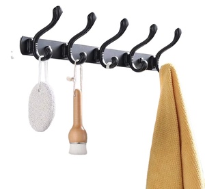 Accessoires de cuisine et de salle de bain, acier inoxydable poli, 5 crochets, support mural décoratif pour vêtements - Product Image 2