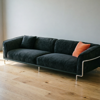 Canapé d'angle moderne de luxe en tissu chenille, style Bauhaus, avec chaise longue, pieds en acier inoxydable, meubles de salon pour villa
