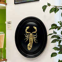 Sculpture murale ovale noire antique écologique Art Déco Araignée dorée Scorpion Coccinelle Vintage Ornement en résine Décoration murale suspendue