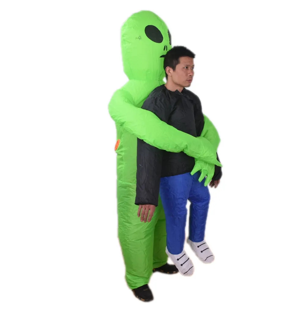 Atacado personalizado paly roupa inflável adulto festa, halloween cosplay verde alienígena fantasia