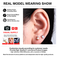 Piercing en Titane ASTM F136 G23 avec Perle Ronde CZ, sans Filetage, à Poussoir, pour Hélix, Tragus, Conch, Cartilage, Labret, Plaqué Or 18K