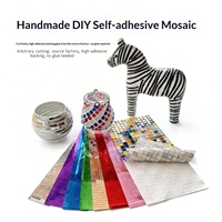 Tuiles de mosaïque en verre autocollantes colorées, carrés pour projets artistiques DIY pour enfants