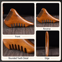 Peigne de massage du cuir chevelu en bois en gros, bois de santal doré, bois de santal vert, peigne Gua Sha, peigne à dents larges et fines, logo personnalisé OEM ODM Spa