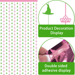 1*2 metros magia mala bruja tema lluvia cortinas Rosa verde bruja sombrero corona fiesta cortina decoración suministros - Product Image 6