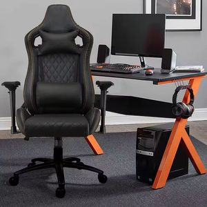 <span class=keywords><strong>Chaise</strong></span> de jeu ergonomique <span class=keywords><strong>Cougar</strong></span> réglable en PU avec accoudoirs chromés 2D, base en métal, pivotante, appui-tête, soutien lombaire, design moderne pour le bureau - Product Image 1