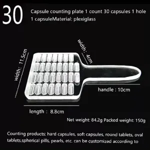 S30 manuel main guérir petite capsule tablette pilule compteur plaque comptage Machine avec matériau en plexiglas 30 pièces/taille de la planche 00 0 1