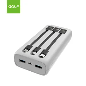 Powerbank PD 20W, kapasitas tinggi kabel bawaan GOLF pengisian cepat baterai Lithium Bank daya 20000mAh OEM