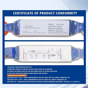 Harnais de sécurité certifié pour <span class=keywords><strong>protection</strong></span> intégrale du corps, avec longe de sécurité et <span class=keywords><strong>ceinture</strong></span> de sécurité, pour travaux en hauteur, travaux de construction et escalade de tours - Product Image 3