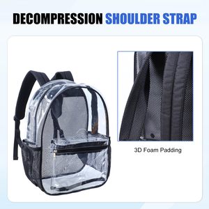 Sac à dos transparent de 17 pouces pour garçons et filles, grand sac à dos transparent pour le travail, le sport et les voyages - Product Image 5