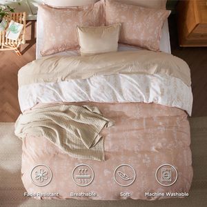Hochwertiges <span class=keywords><strong>Queen</strong></span> <span class=keywords><strong>Size</strong></span> 3-teiliges Bettwäsche set Weich bedruckter Kissen bezug Doppelseitiger Bett bezug aus Polyester mit Blumenmuster und Reiß verschluss - Product Image 3