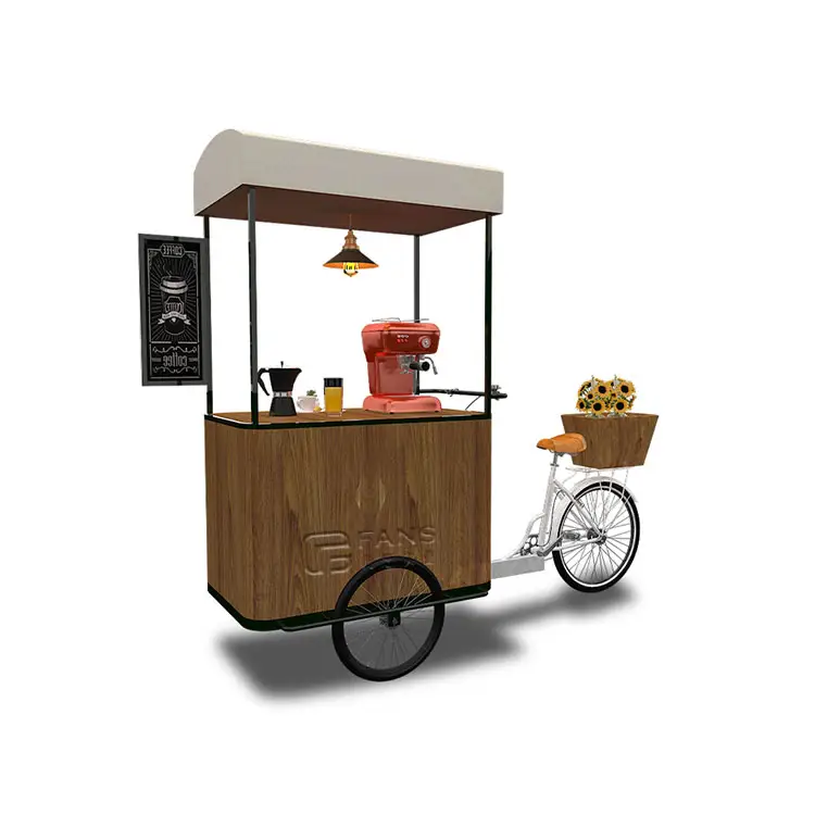 FANS Food Bike Selling Coffee/Fast Food/Drink Street Food Cart Delivery Bike Tricycle Cart