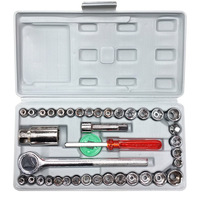 Jeu de clés à douilles en acier au chrome-vanadium de 40 pièces, modèle de kit de réparation combiné pour la maison