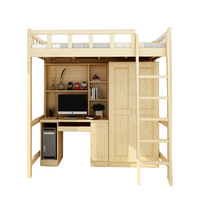 Lit mezzanine moderne en pin massif avec bureau inférieur pour dortoir, école, hôpital, chambre à coucher, adolescents