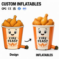 Mascotte gonflable personnalisée Poulet frit Promotion des magasins de restauration rapide Matériel PVC Oxford Polyester Publicité gonflable