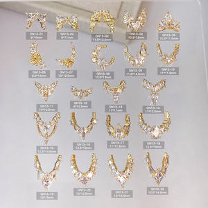 Breloques de luxe ruban d'or bague française bijoux pour ongles Zircon 3d Nail Art pendentif pour Salon de beauté - Product Image 2