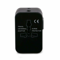 Adaptador de corriente de viaje universal de acero inoxidable con enchufe USB dual azul HHT202 con 2 cargadores USB 16A corriente nominal