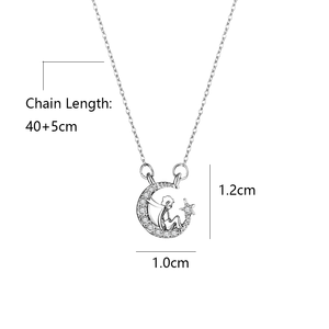 Collana <span class=keywords><strong>Il</strong></span> <span class=keywords><strong>Piccolo</strong></span> <span class=keywords><strong>Principe</strong></span>, Gioiello di Lusso, Perfetta per Proposte di Matrimonio, Pendente Luna con Zirconi, Regalo per Compleanno <span class=keywords><strong>e</strong></span> San Valentino - Product Image 6