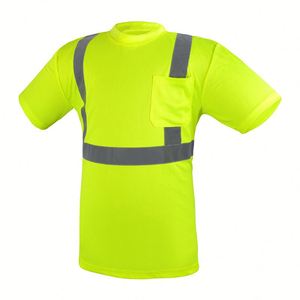T-shirt de sécurité haute visibilité jaune fluorescent à manches courtes, léger, respirant, réfléchissant, pour course nocturne et cyclisme, OEM - Product Image 1