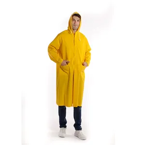 High Quality Customized Logo Printed Long Reusable Waterproof Polyester PVC Raincoat Rain Coat Poncho For Men