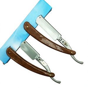 Navaja de Afeitar Recta para Hombre, de Acero Inoxidable, con Mango de Madera, Herramienta de Afeitado para Barbería - Product Image 4