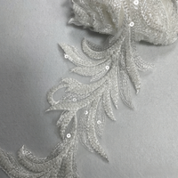 Applique en sequins et perles en forme de feuille de 12 cm pour embellissements de robes de mariée, accessoires de chaussures/sacs/cheveux et fournitures de bricolage