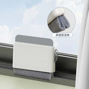 Window Cleaner Squeegee With Microfiber Cloth For Glass And Bathroom Surfaces Rectangle Shape White Plastic Manual Use - Product Image 1