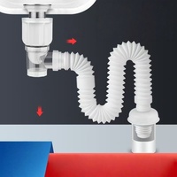Tuyau de drainage flexible universel pour lavabo, installation facile, prix bas, siphon moderne pour salle de bain, bouchon pop-up, tuyau de drainage d'eau
