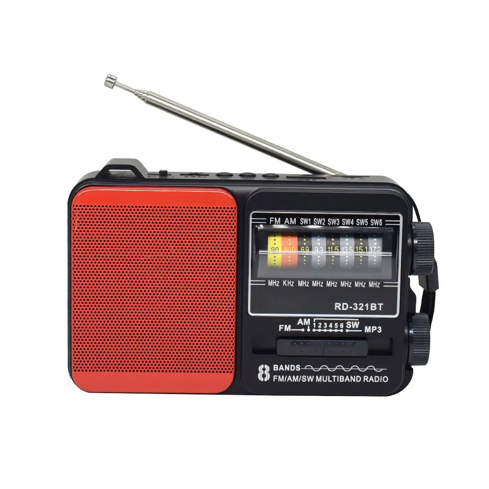 Usine meilleure réception panneau solaire FM/AM/SW1-6 radio 8 bandes lecteur USB/TF lampe de poche radio portable pour cadeau