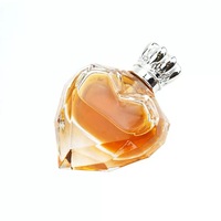 Flacon de parfum en verre vide de luxe en forme de cœur de 50 ml, flacons de parfum de luxe en forme de cœur avec couvercle en forme de couronne