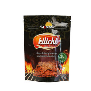 חום מותאם אישית חותם לחות פלסטיק לעמוד למעלה שקיות אריזת בילטונג בשר עם חריץ דמעה - Product Image 2