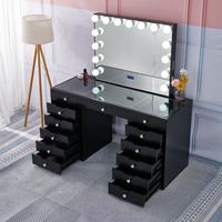 Meuble de toilette moderne très vendu pour salle de bain, chambre et appartement, avec grand miroir éclairé, panneau LED RGB, rangement, écologique