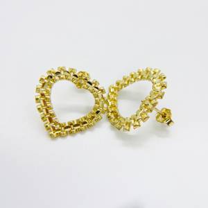 Duyizhao 14k Gold Plated Heart Framed <strong>Stud</strong> <strong>Earrings</strong> Push Back for Women Girl Jewelry - Product Image 1