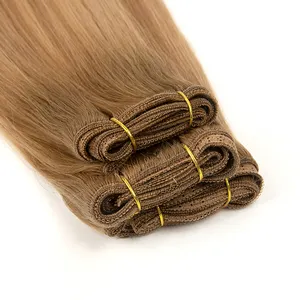Mesin Rambut Remy Mentah Yang Digambar Ganda Kualitas Salon Sambungan Rambut Lurus Kutikula Pakan Tidak Rontok Tidak Kusut