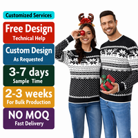Pull de Noël moche pour homme FNJIA, motif renne et flocon de neige, épais, chaud, tricoté, col confortable, idéal pour les fêtes et les cadeaux