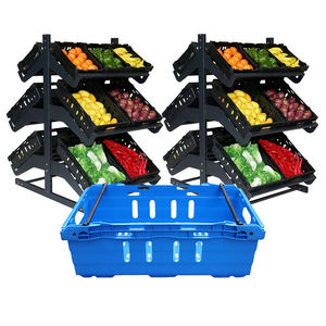 Cestas de Almacenamiento de Plástico para Supermercados al por Mayor, Cajas de Plástico Resistentes para Apilar, Cajas de Plástico para Frutas y Verduras - Product Image 1